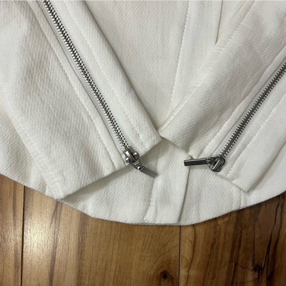 Blank NYC Anthropologie White Moto Jacket Asymmetrical Double Zipper XS Women’s - Picture 11 of 11